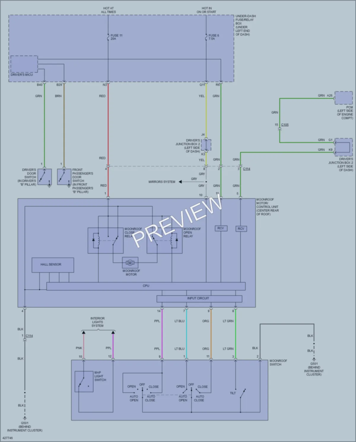 2014 Honda CRV Power Top Sunroof wiring diagram preview