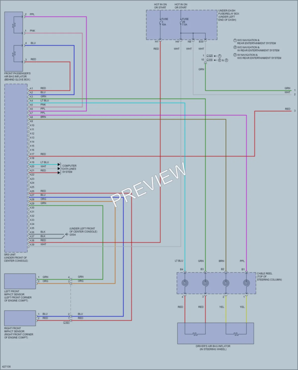 2014 Honda CRV Supplemental Restraints wiring diagram preview