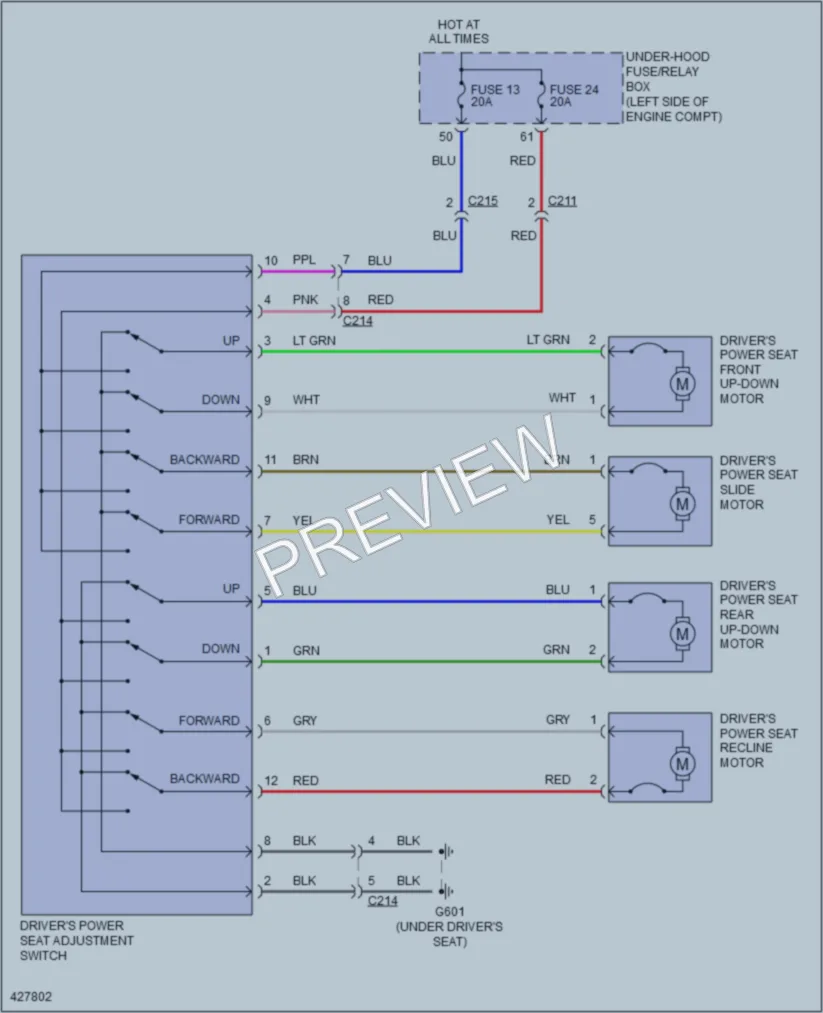 2014 Honda Civic Power Seats wiring diagram preview