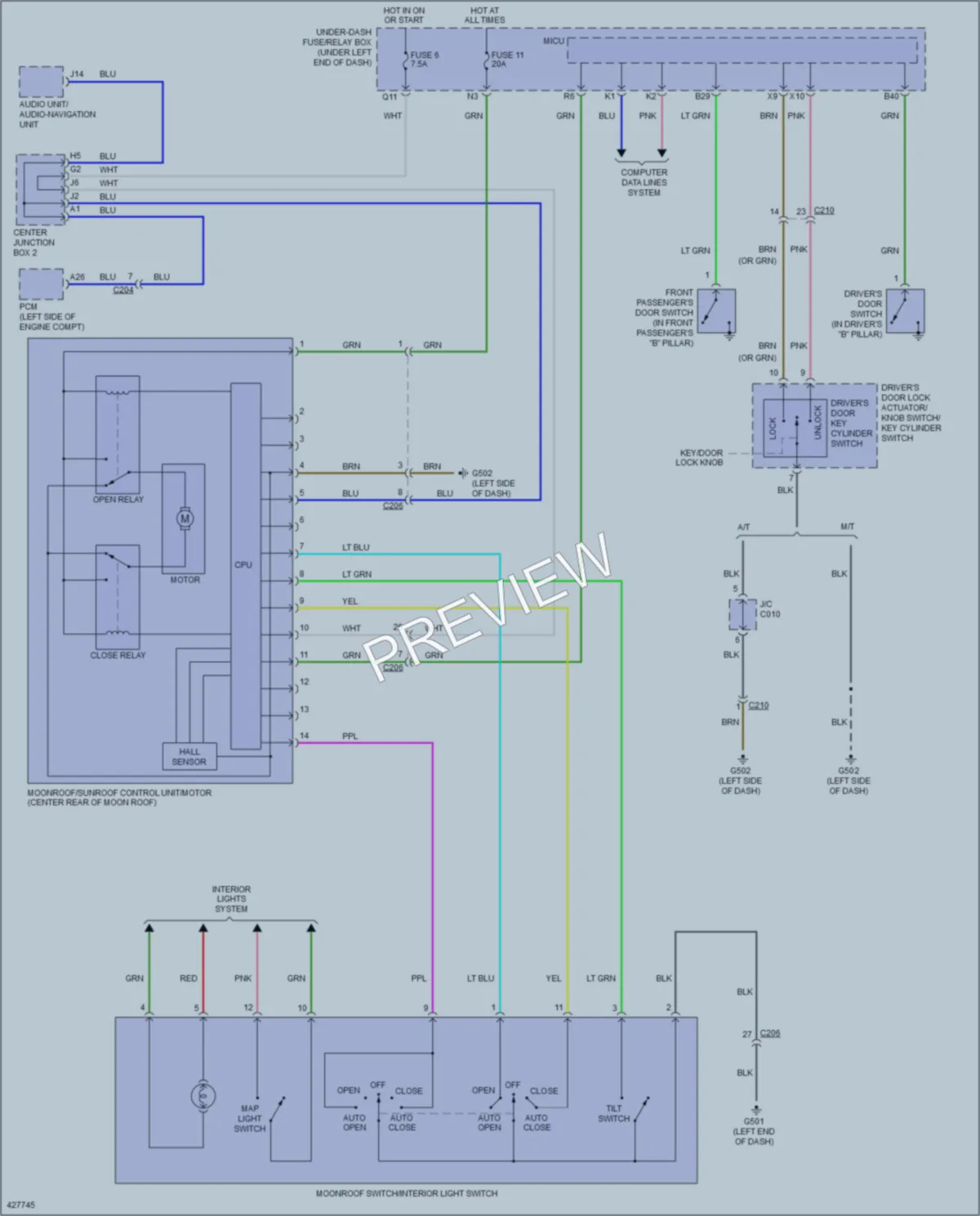 2014 Honda Civic Power Top Sunroof wiring diagram preview