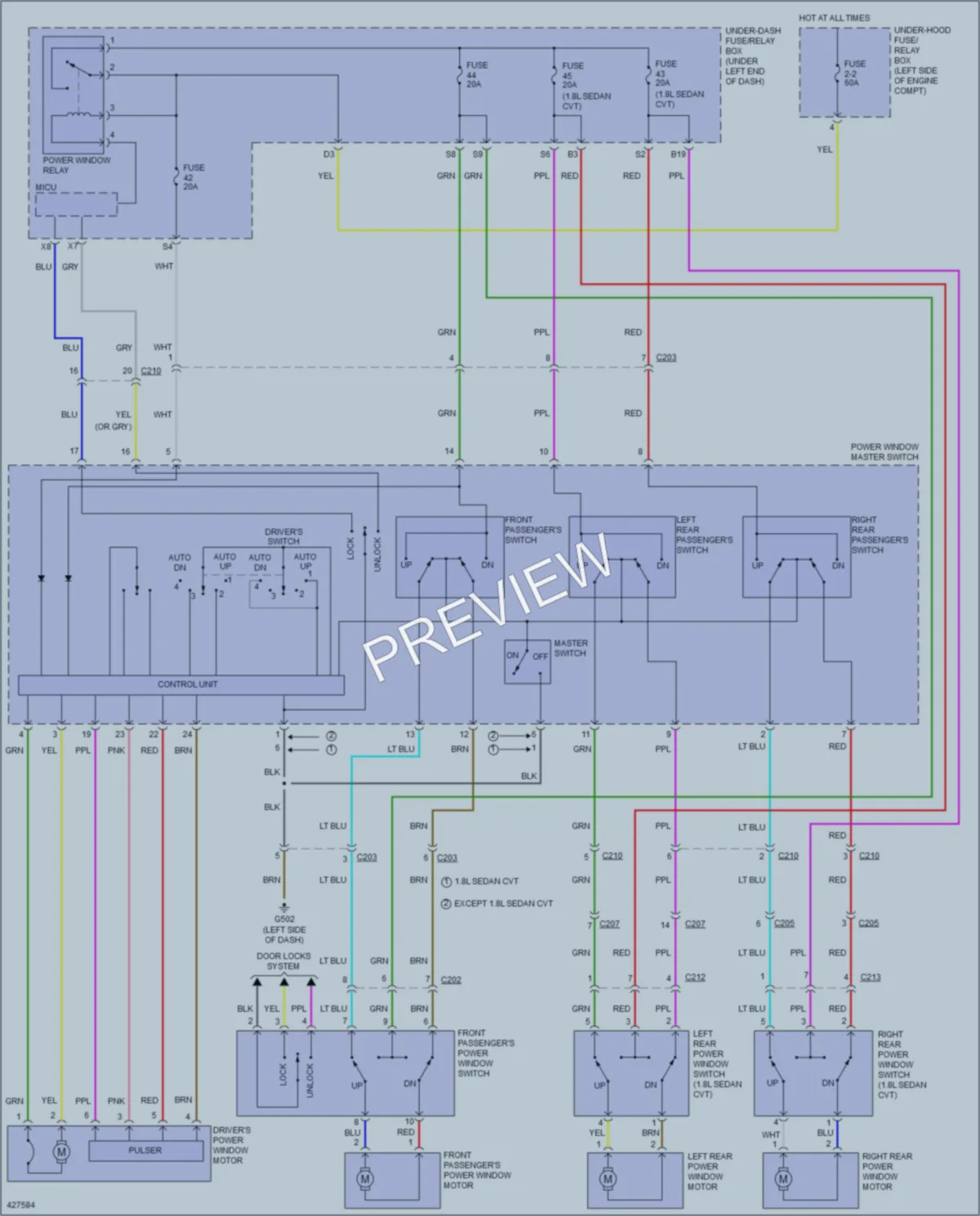2014 Honda Civic Power Windows wiring diagram preview