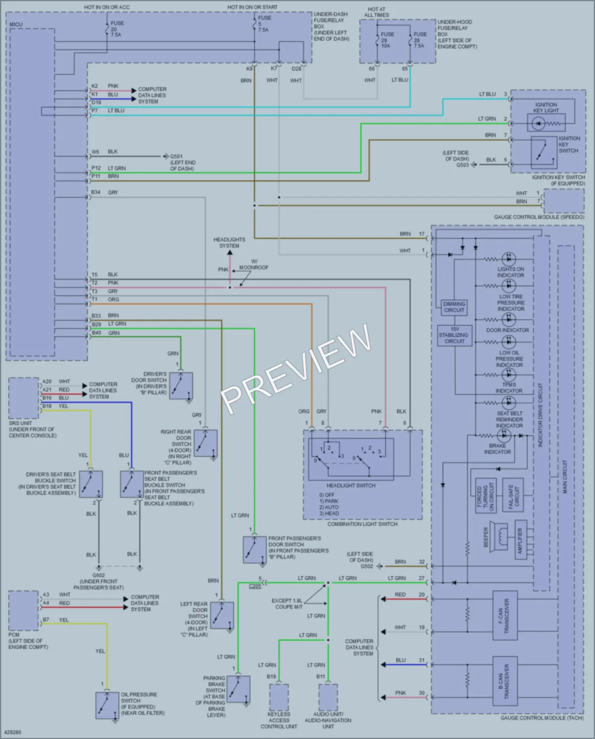 2014 Honda Civic Warning Systems wiring diagram preview