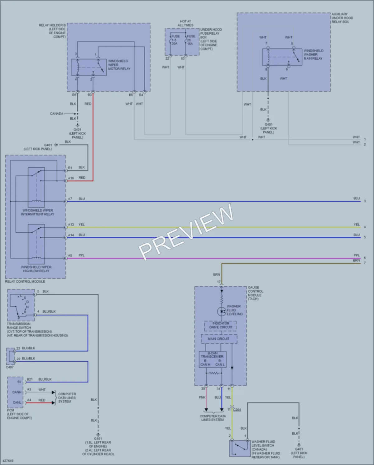 2014 Honda Civic Wiper Washer wiring diagram preview