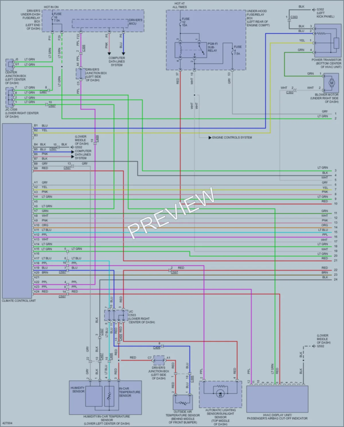 2014 Honda Crosstour Air Conditioning wiring diagram preview