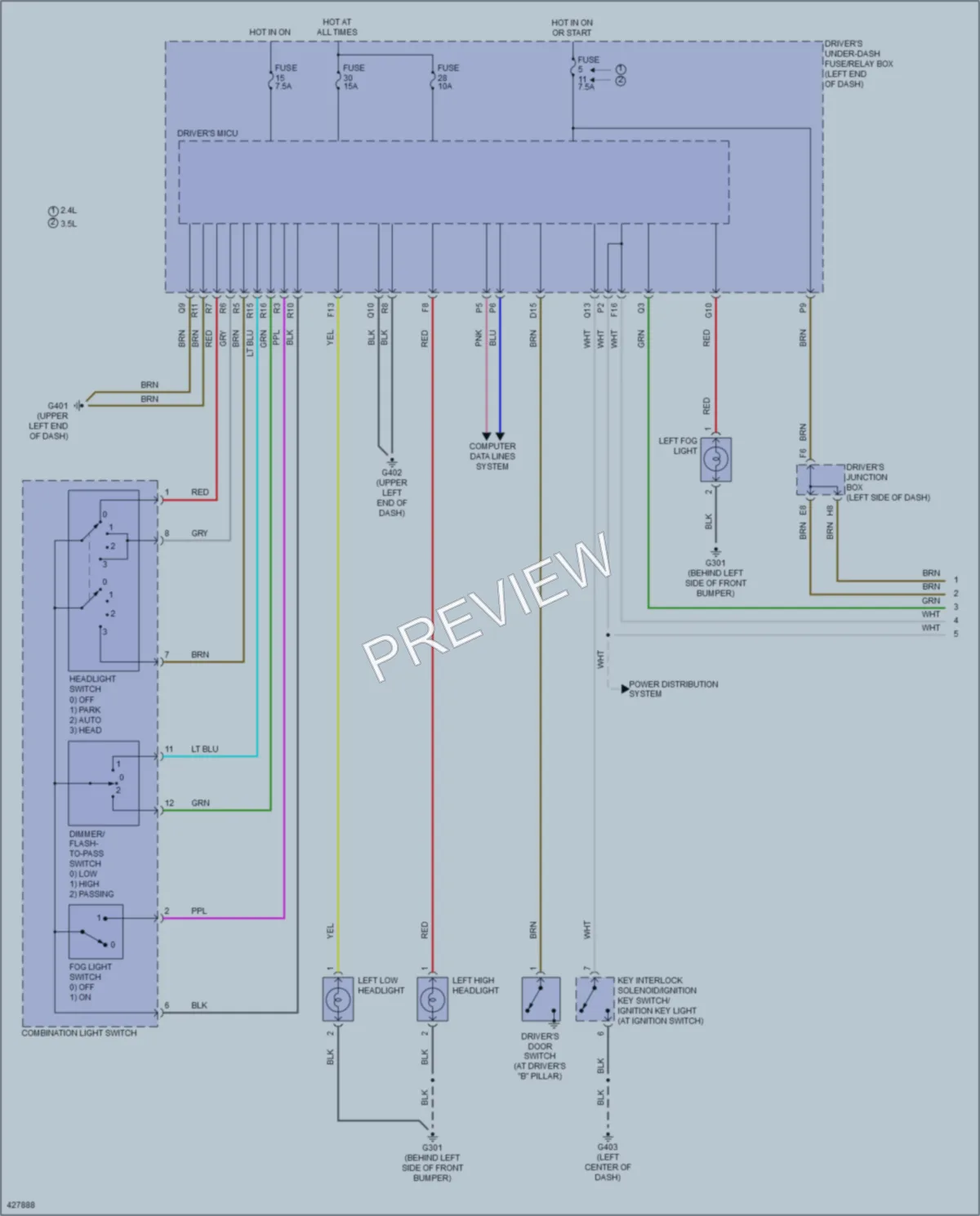 2014 Honda Crosstour Headlights wiring diagram preview