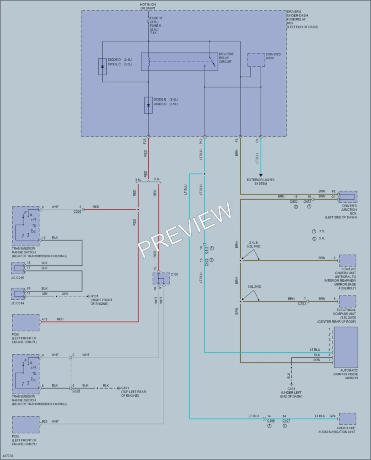 2014 Honda Crosstour Power Mirrors wiring diagram preview