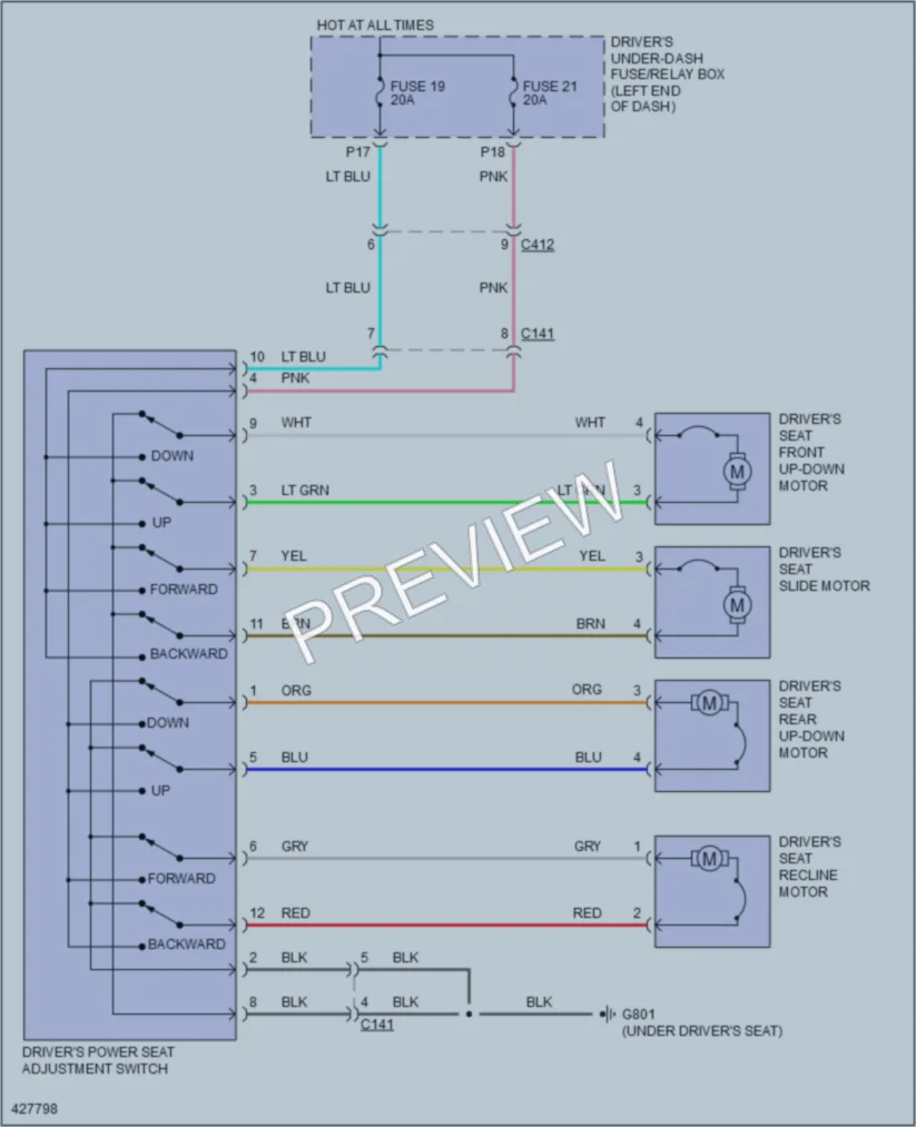 2014 Honda Crosstour Power Seats wiring diagram preview