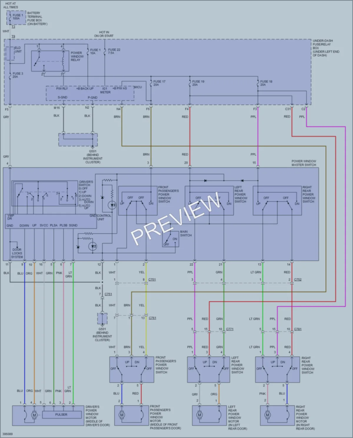 2014 Honda Fit Power Windows wiring diagram preview