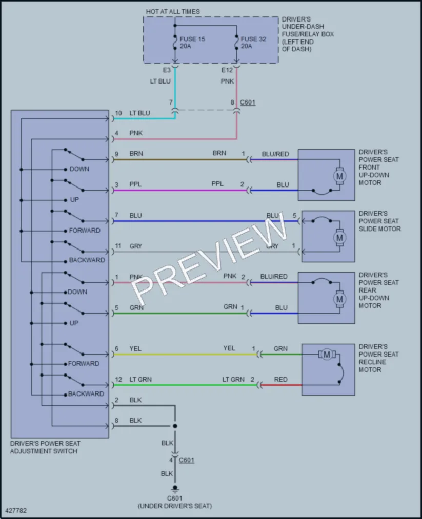 2014 Honda Odyssey Power Seats wiring diagram preview