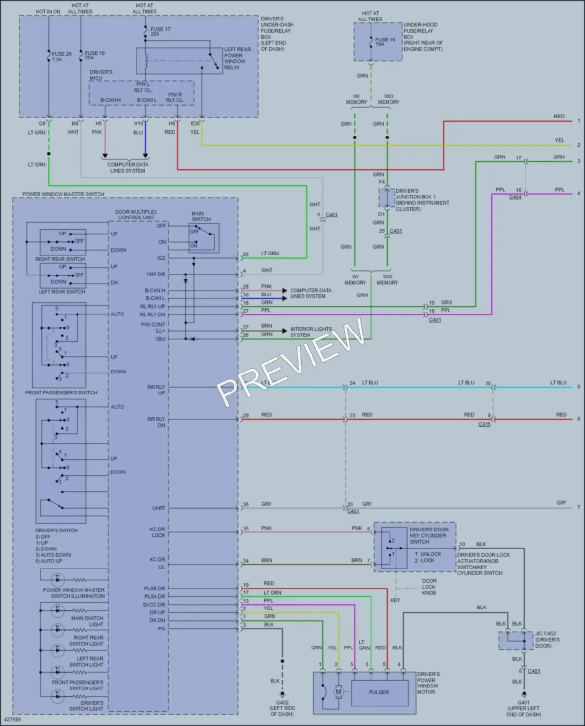2014 Honda Odyssey Power Windows wiring diagram preview
