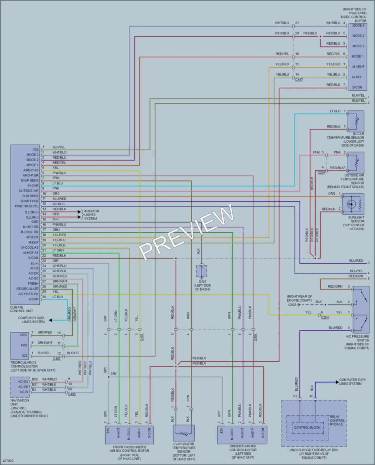 2014 Honda Ridgeline Air Conditioning wiring diagram preview