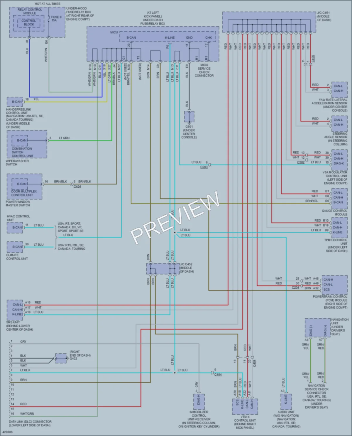 2014 Honda Ridgeline Computer Data Lines wiring diagram preview