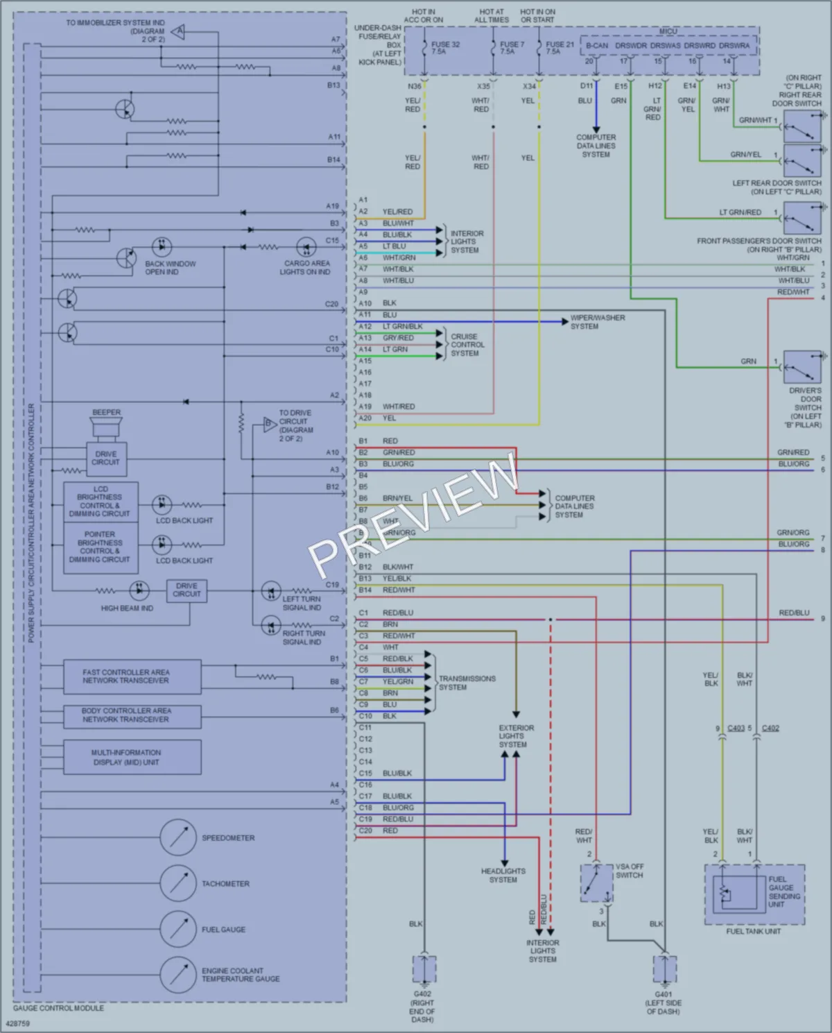 2014 Honda Ridgeline Instrument Cluster wiring diagram preview