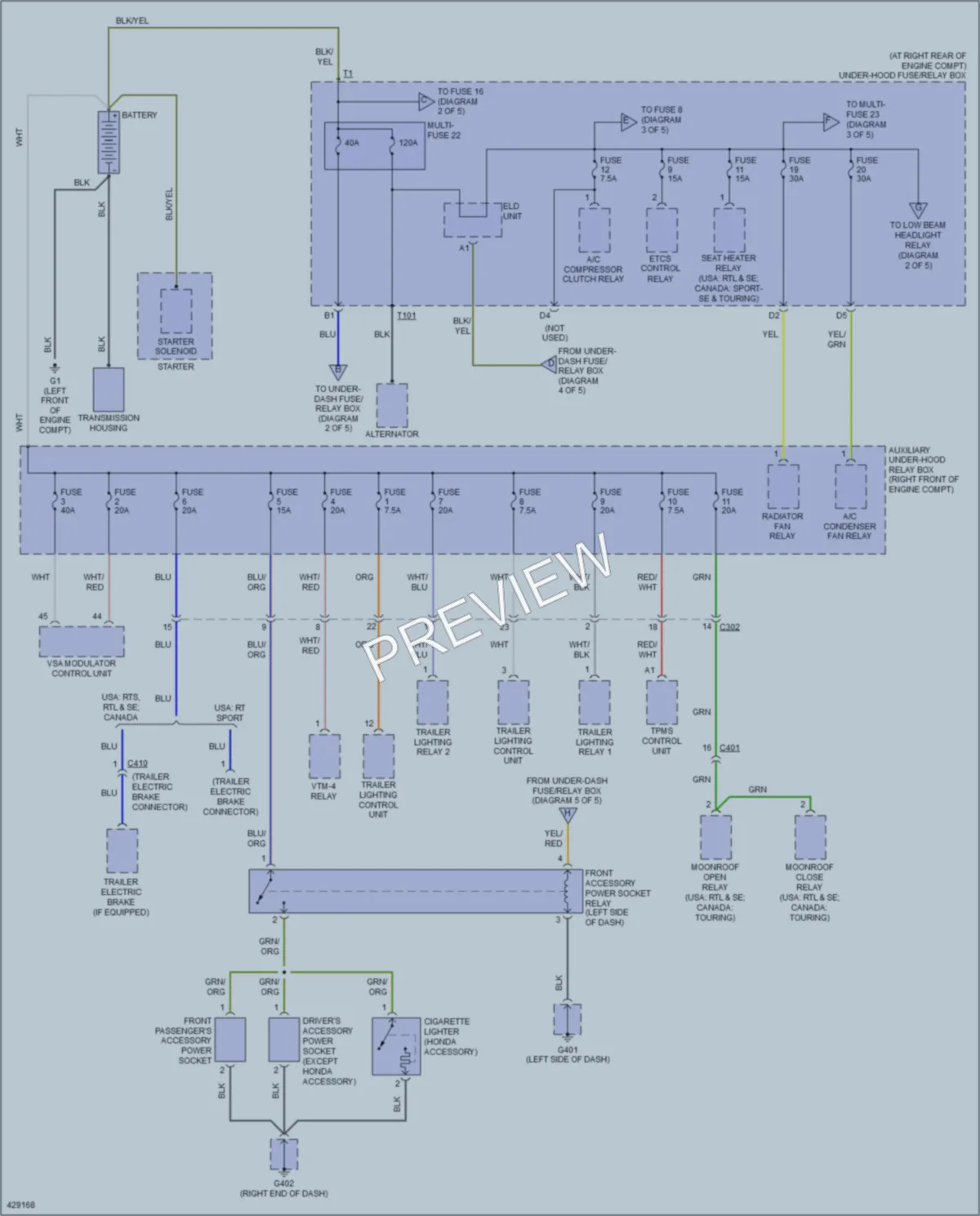 2014 Honda Ridgeline Power Distribution wiring diagram preview