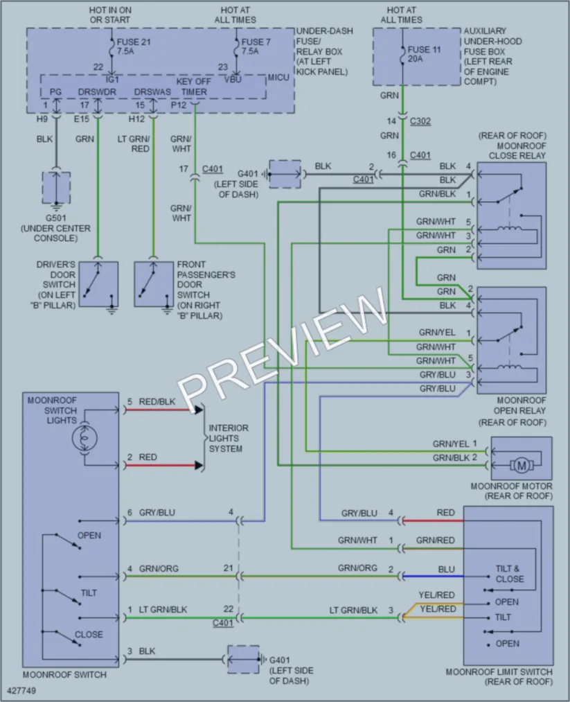 2014 Honda Ridgeline Power Top Sunroof wiring diagram preview
