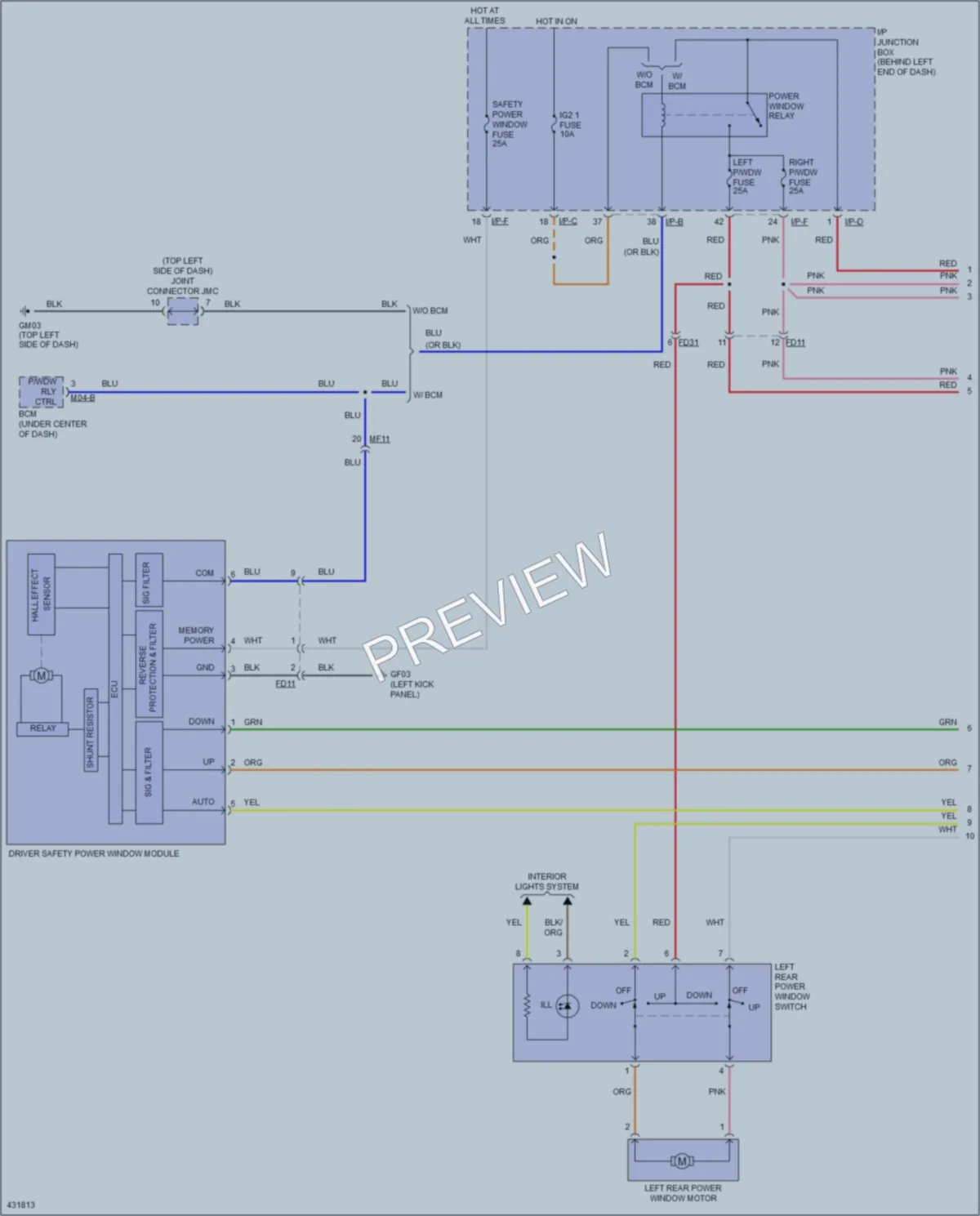 2014 Hyundai Accent Power Windows wiring diagram preview
