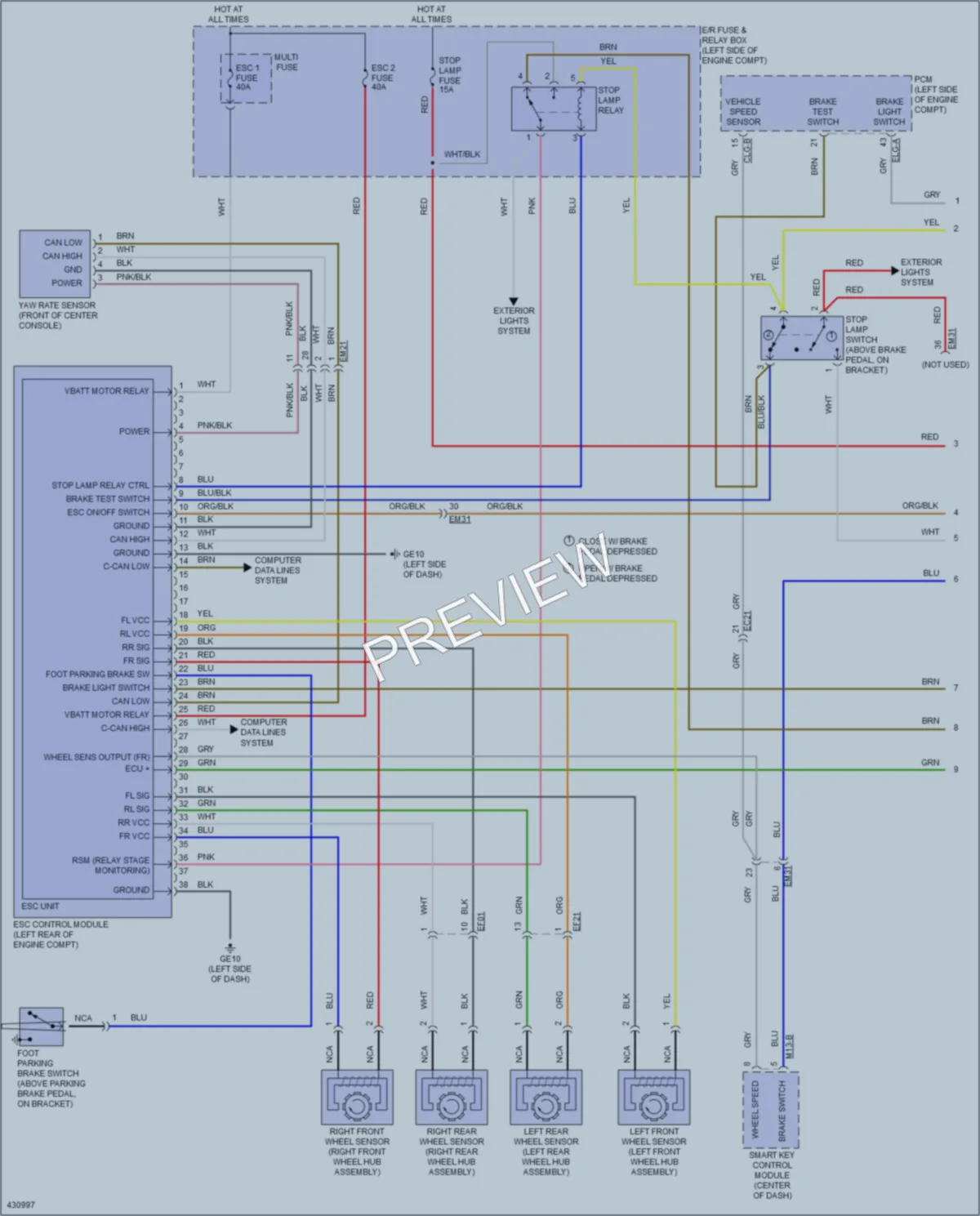 2014 Hyundai Azera Anti Lock Brakes wiring diagram preview