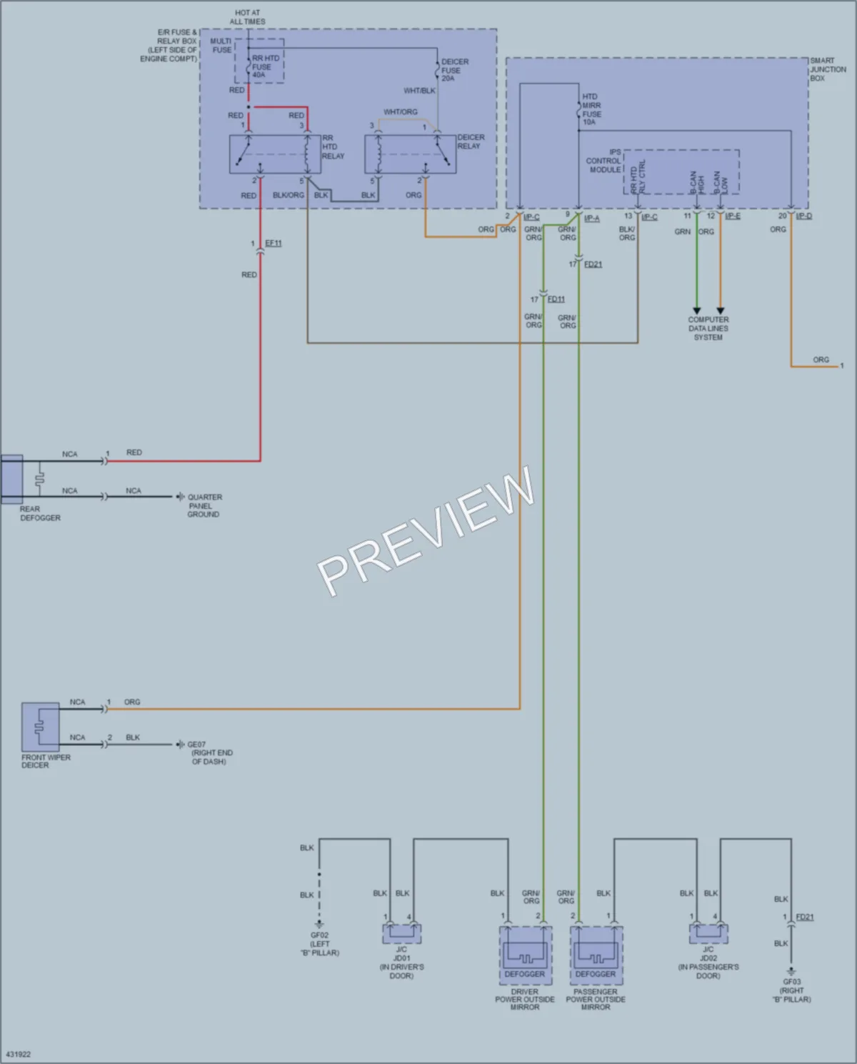 2014 Hyundai Azera Defoggers wiring diagram preview