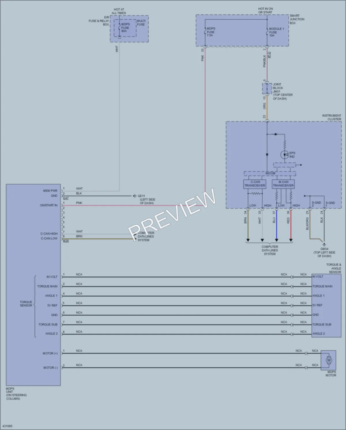 2014 Hyundai Azera Electronic Power Steering wiring diagram preview