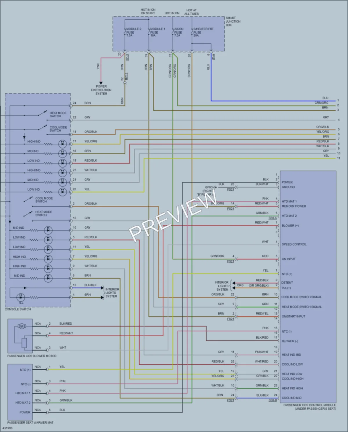 2014 Hyundai Azera Power Seats wiring diagram preview
