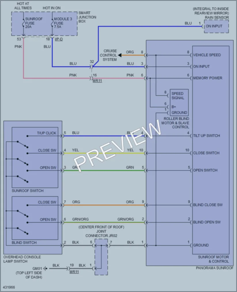 2014 Hyundai Azera Power Top Sunroof wiring diagram preview