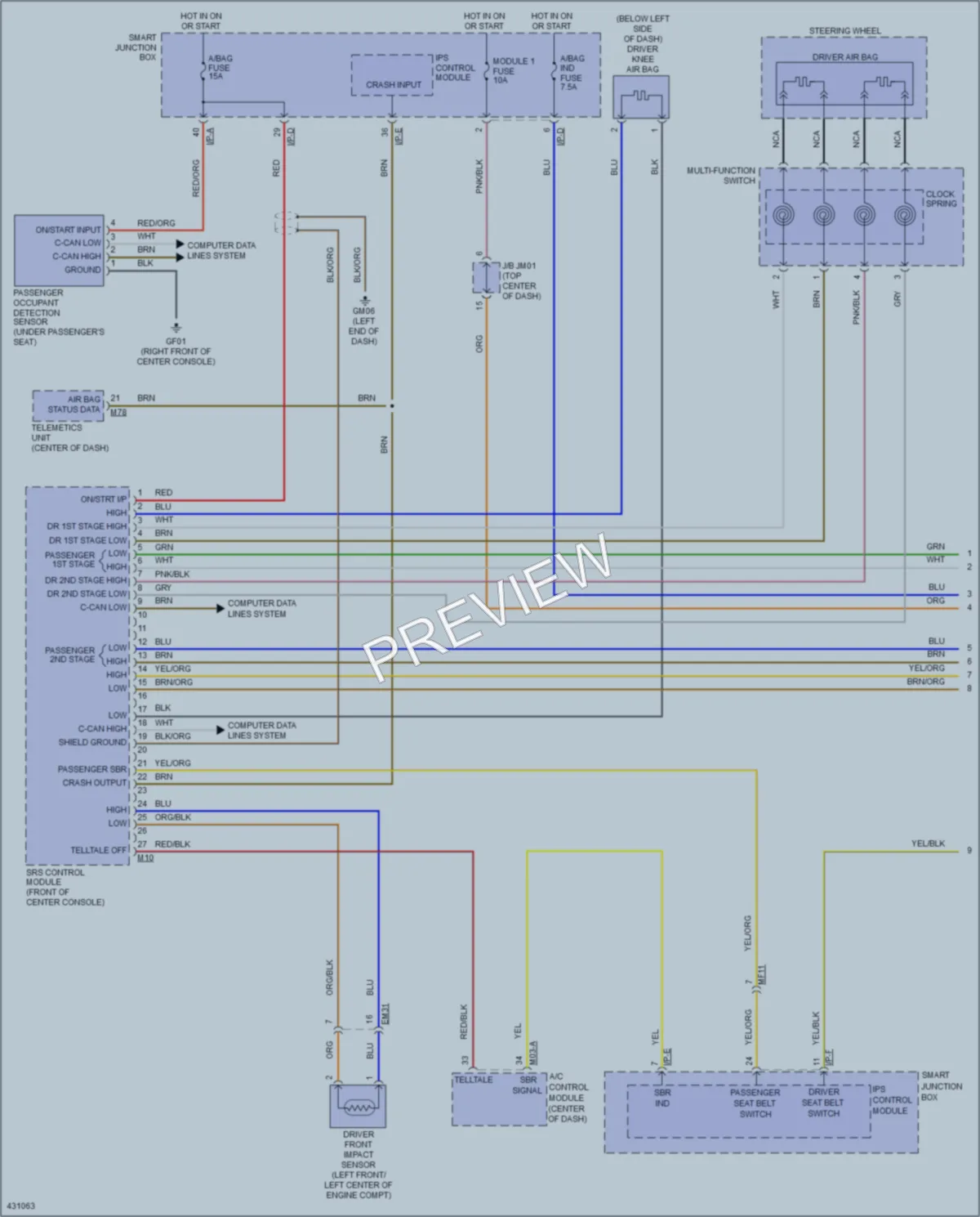 2014 Hyundai Azera Supplemental Restraints wiring diagram preview
