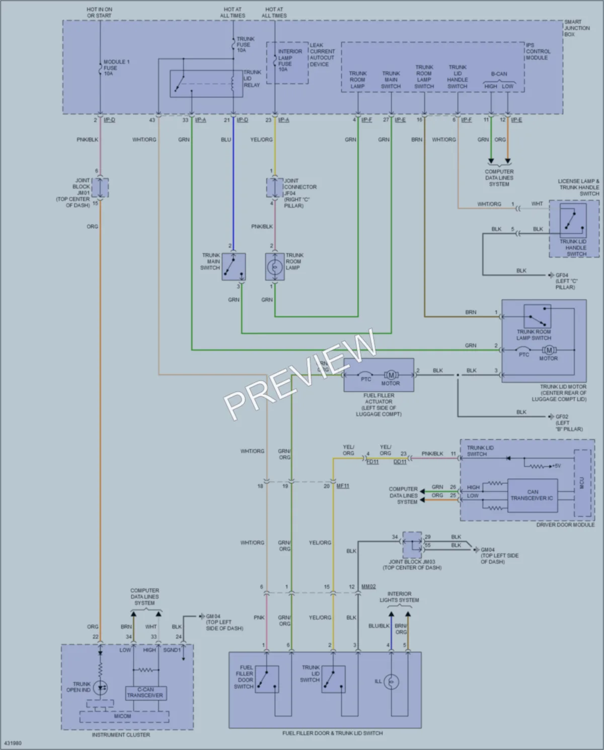 2014 Hyundai Azera Trunk Tailgate Fuel Door wiring diagram preview