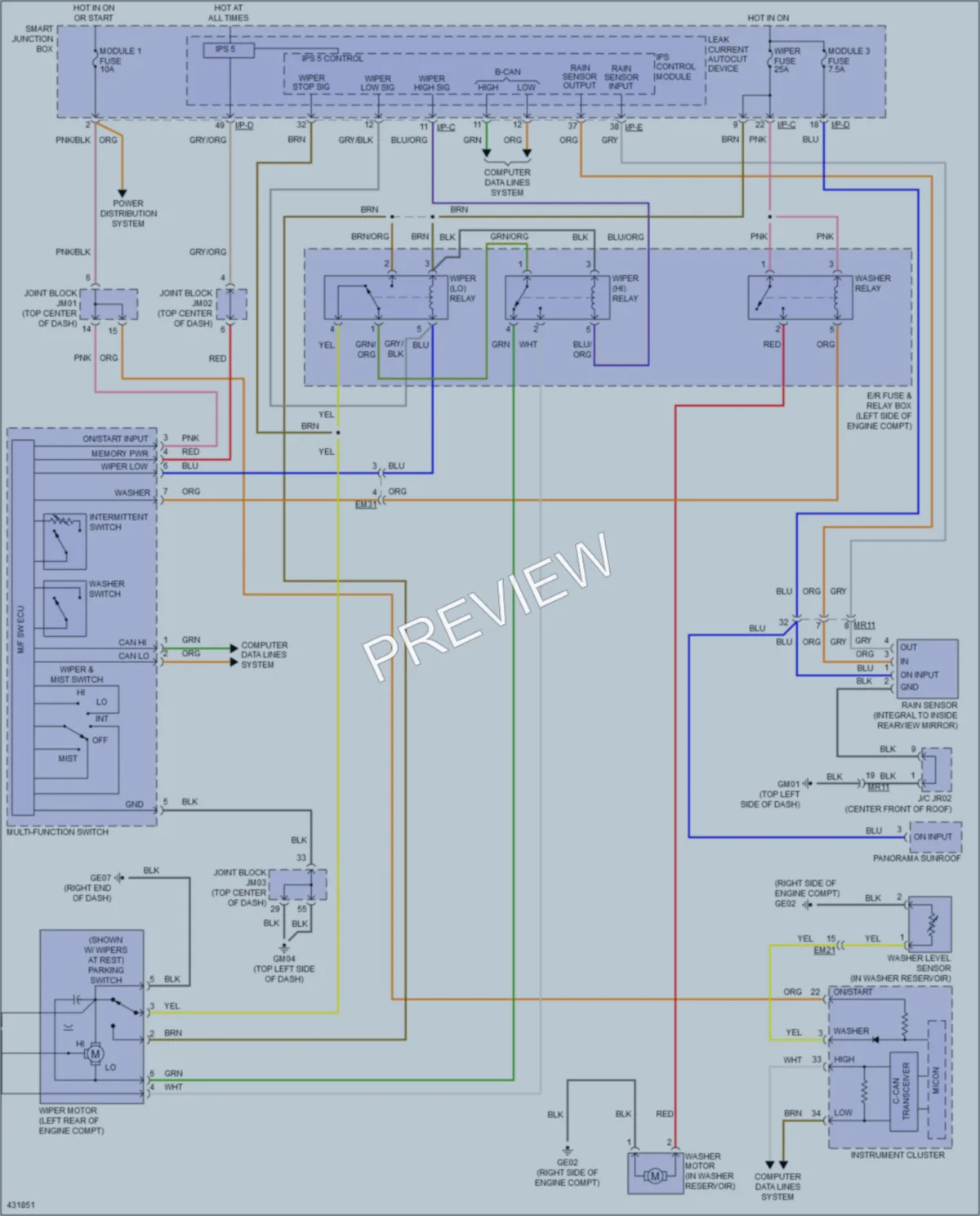 2014 Hyundai Azera Wiper Washer wiring diagram preview
