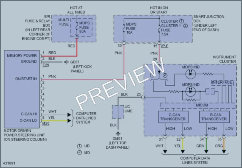 2014 Hyundai Elantra Electronic Power Steering wiring diagram preview