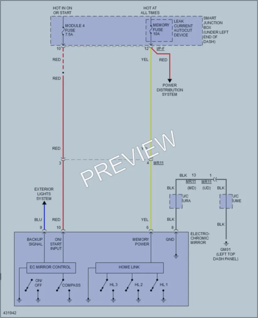 2014 Hyundai Elantra Power Mirrors wiring diagram preview