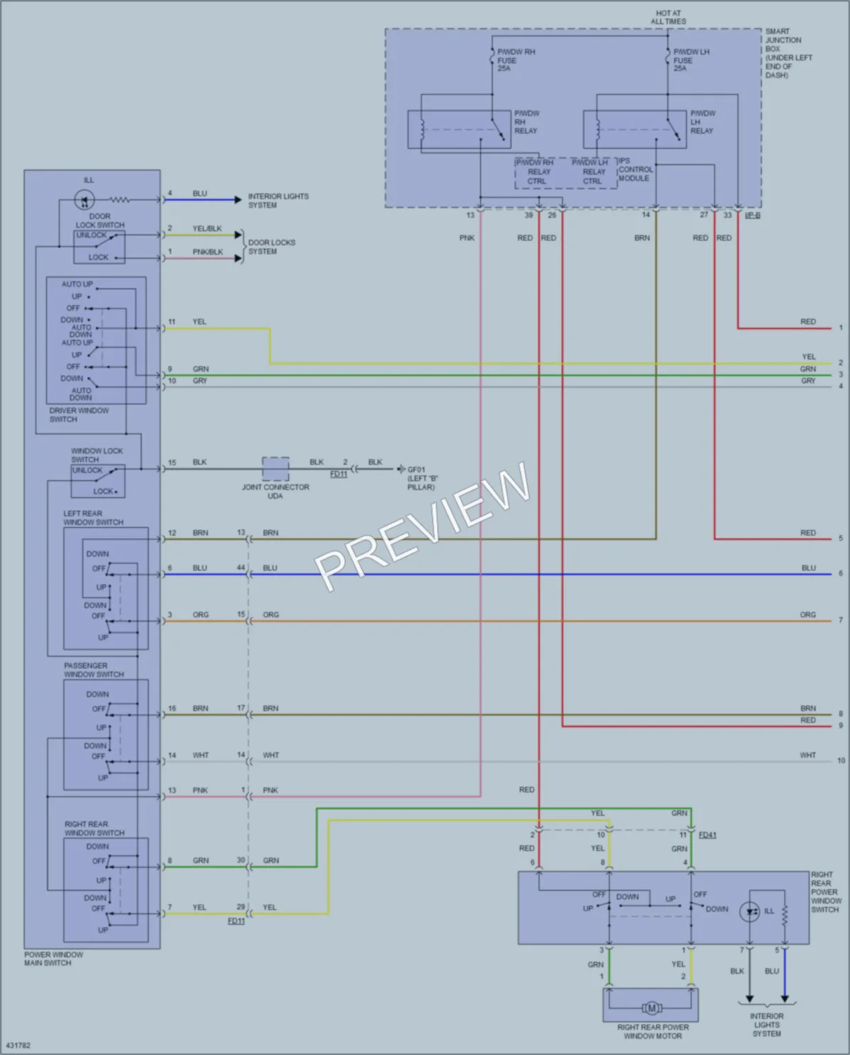2014 Hyundai Elantra Power Windows wiring diagram preview