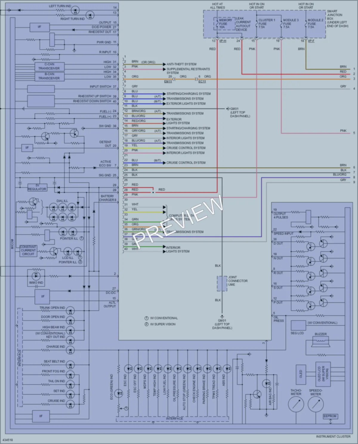 2014 Hyundai ElantraGT Instrument Cluster wiring diagram preview