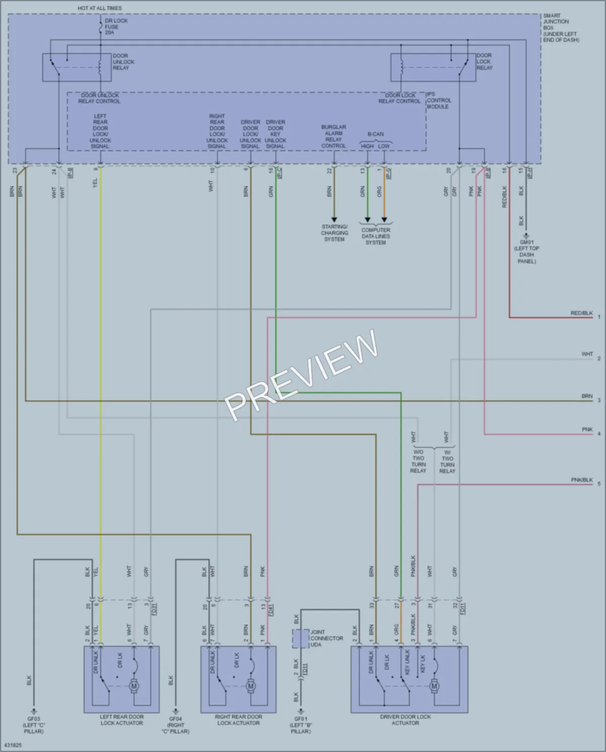 2014 Hyundai ElantraGT Power Door Locks wiring diagram preview