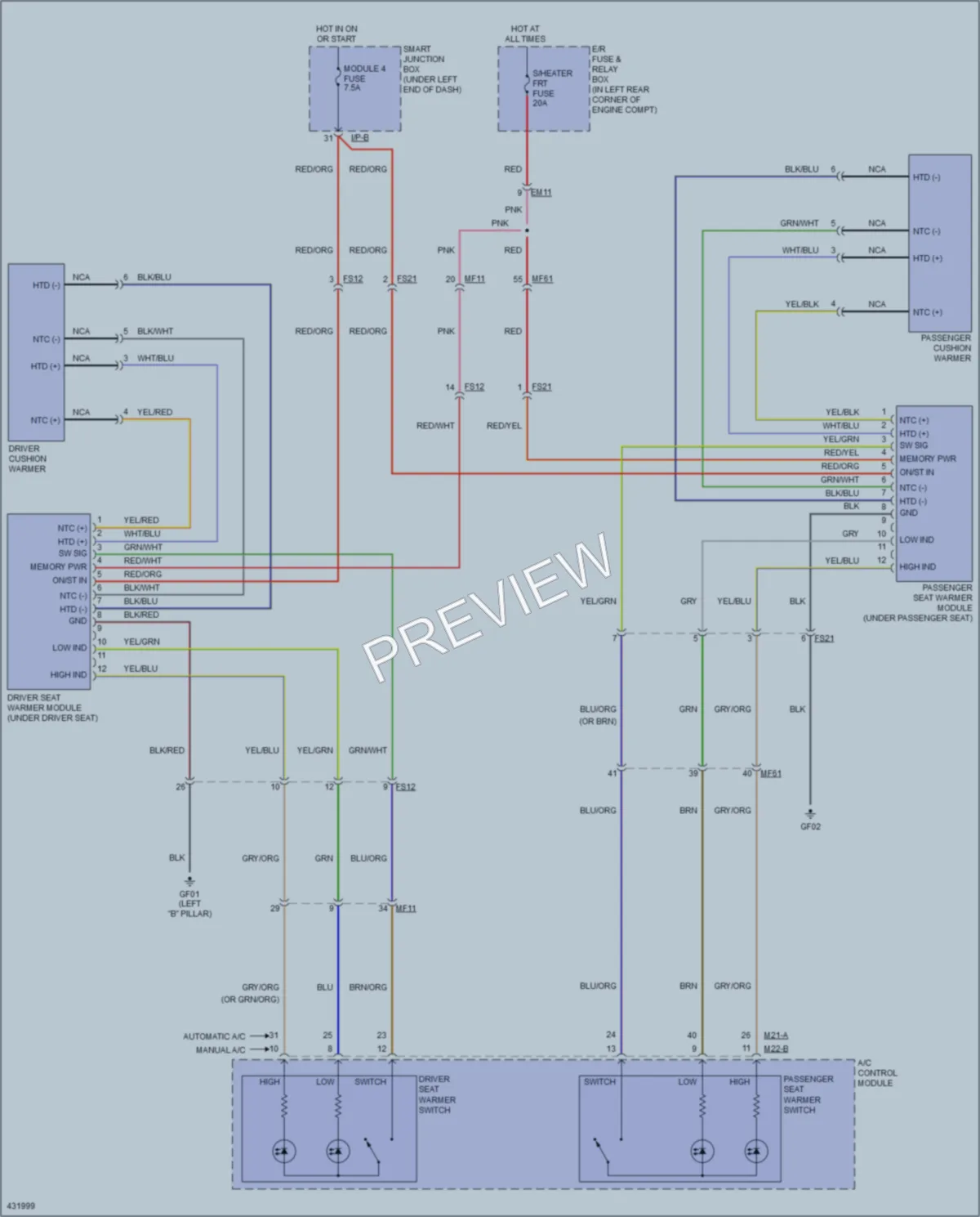 2014 Hyundai ElantraGT Power Seats wiring diagram preview
