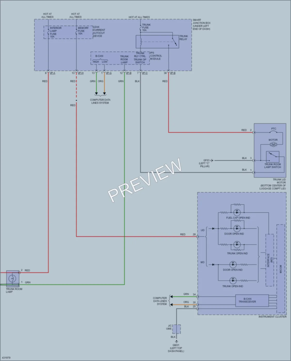 2014 Hyundai ElantraGT Trunk Tailgate Fuel Door wiring diagram preview