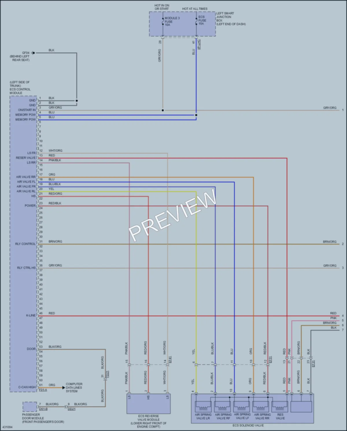 2014 Hyundai Equus Electronic Suspension wiring diagram preview