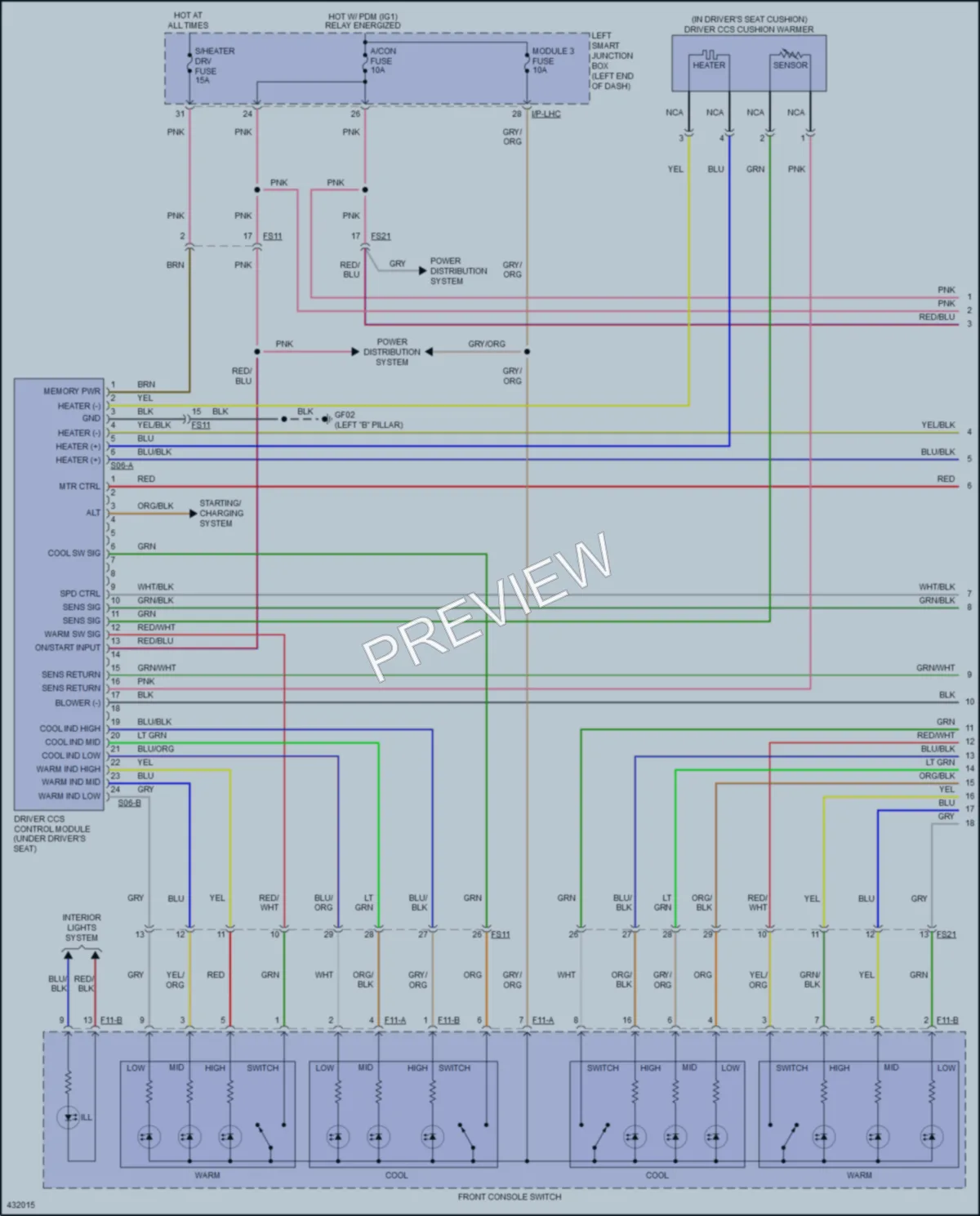 2014 Hyundai Equus Power Seats wiring diagram preview