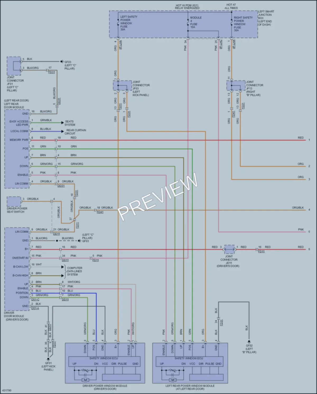 2014 Hyundai Equus Power Windows wiring diagram preview