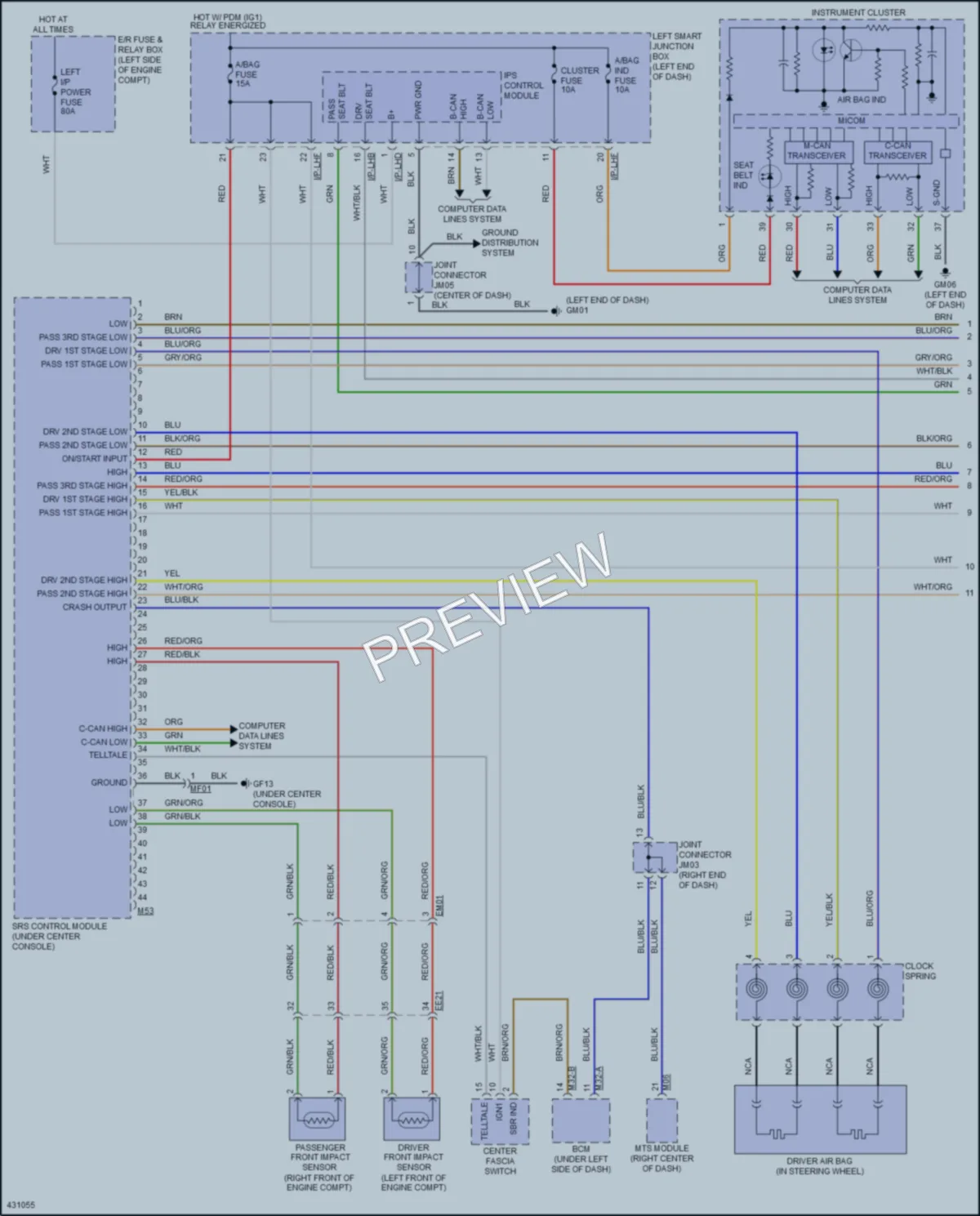 2014 Hyundai Equus Supplemental Restraints wiring diagram preview