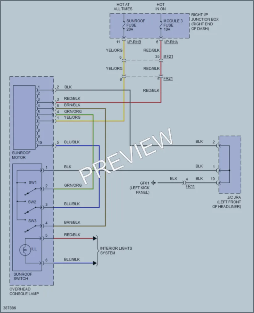 2014 Hyundai Genesis Power Top Sunroof wiring diagram preview