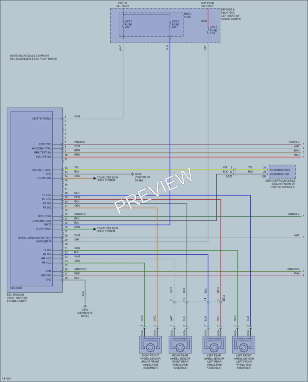 2014 Hyundai SantaFeSport Anti Lock Brakes wiring diagram preview