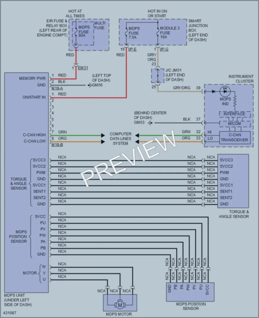 2014 Hyundai SantaFeSport Electronic Power Steering wiring diagram preview