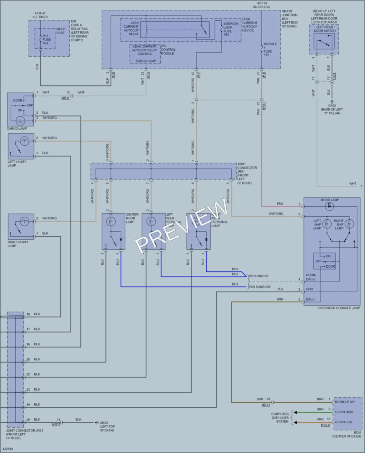2014 Hyundai SantaFeSport Interior Lights wiring diagram preview