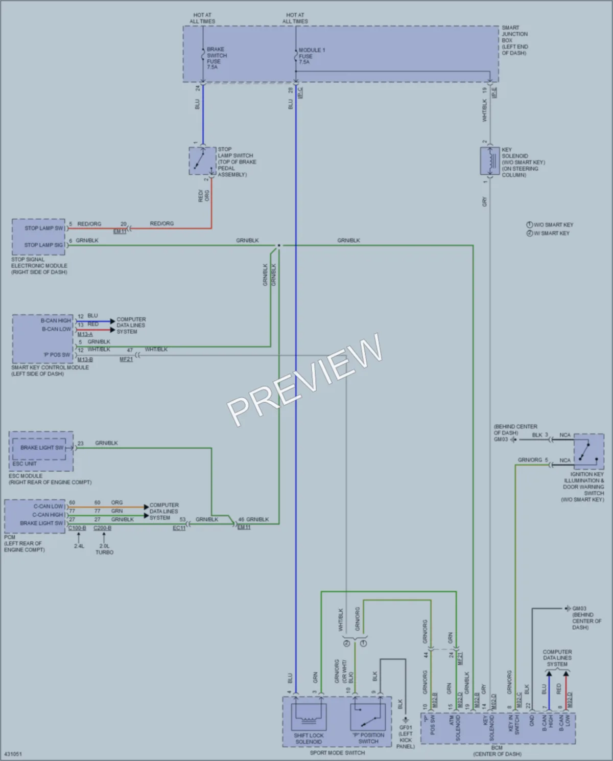 2014 Hyundai SantaFeSport Shift Interlock wiring diagram preview