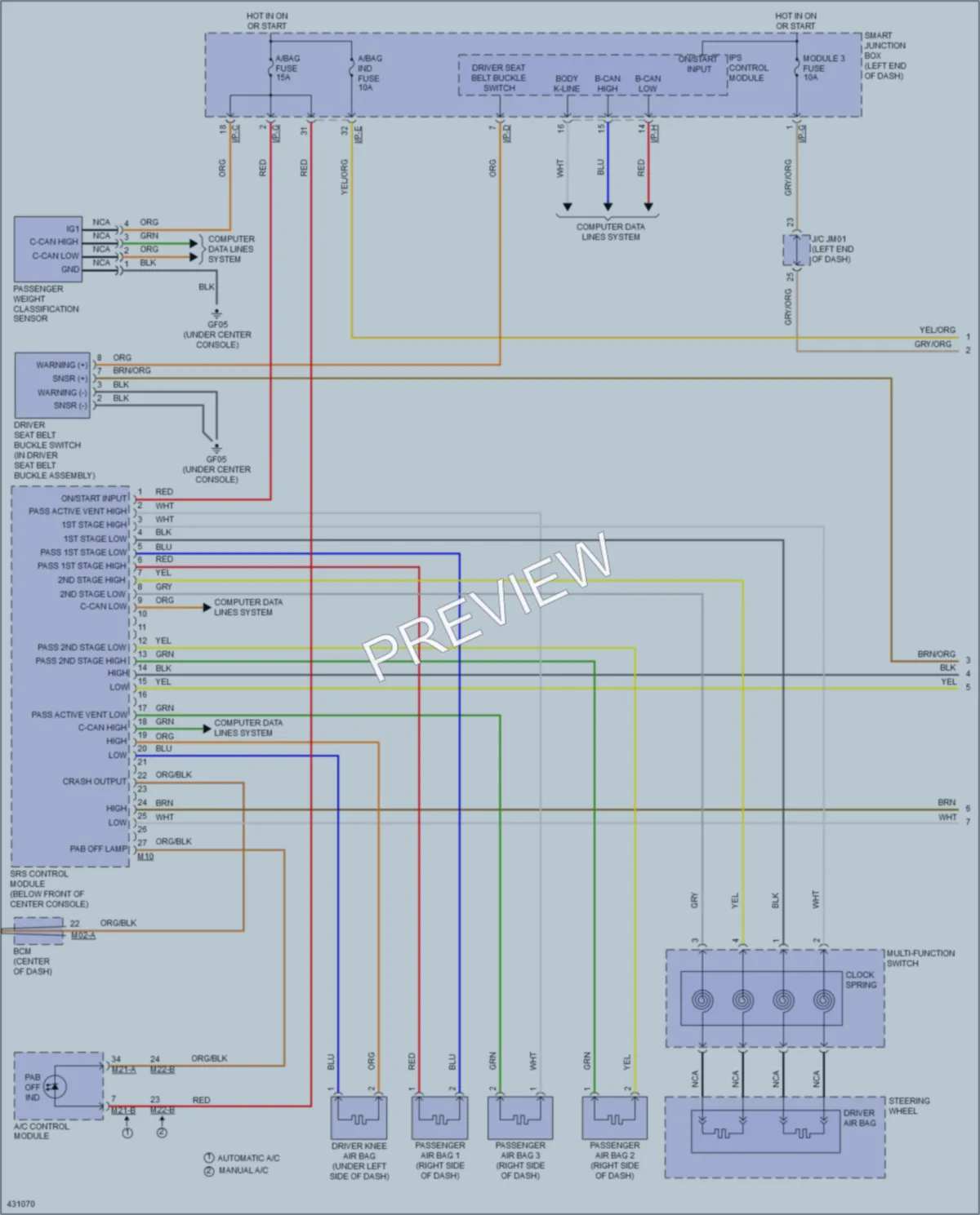 2014 Hyundai SantaFeSport Supplemental Restraints wiring diagram preview