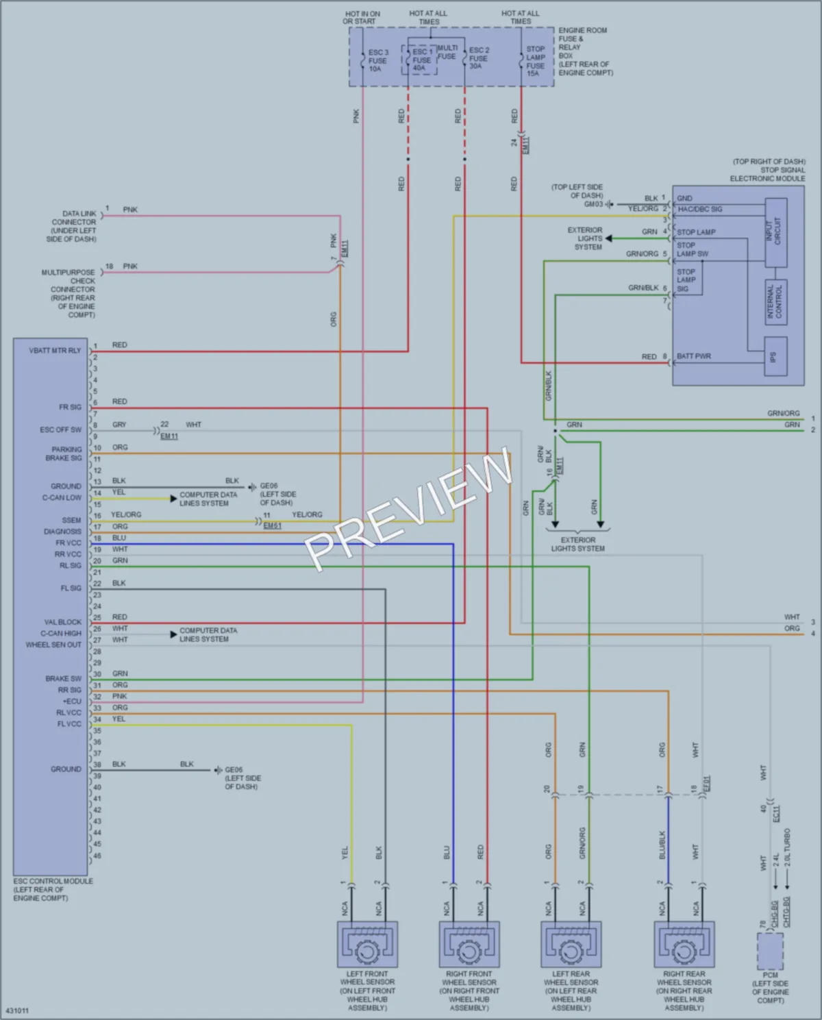 2014 Hyundai Sonata Anti Lock Brakes wiring diagram preview