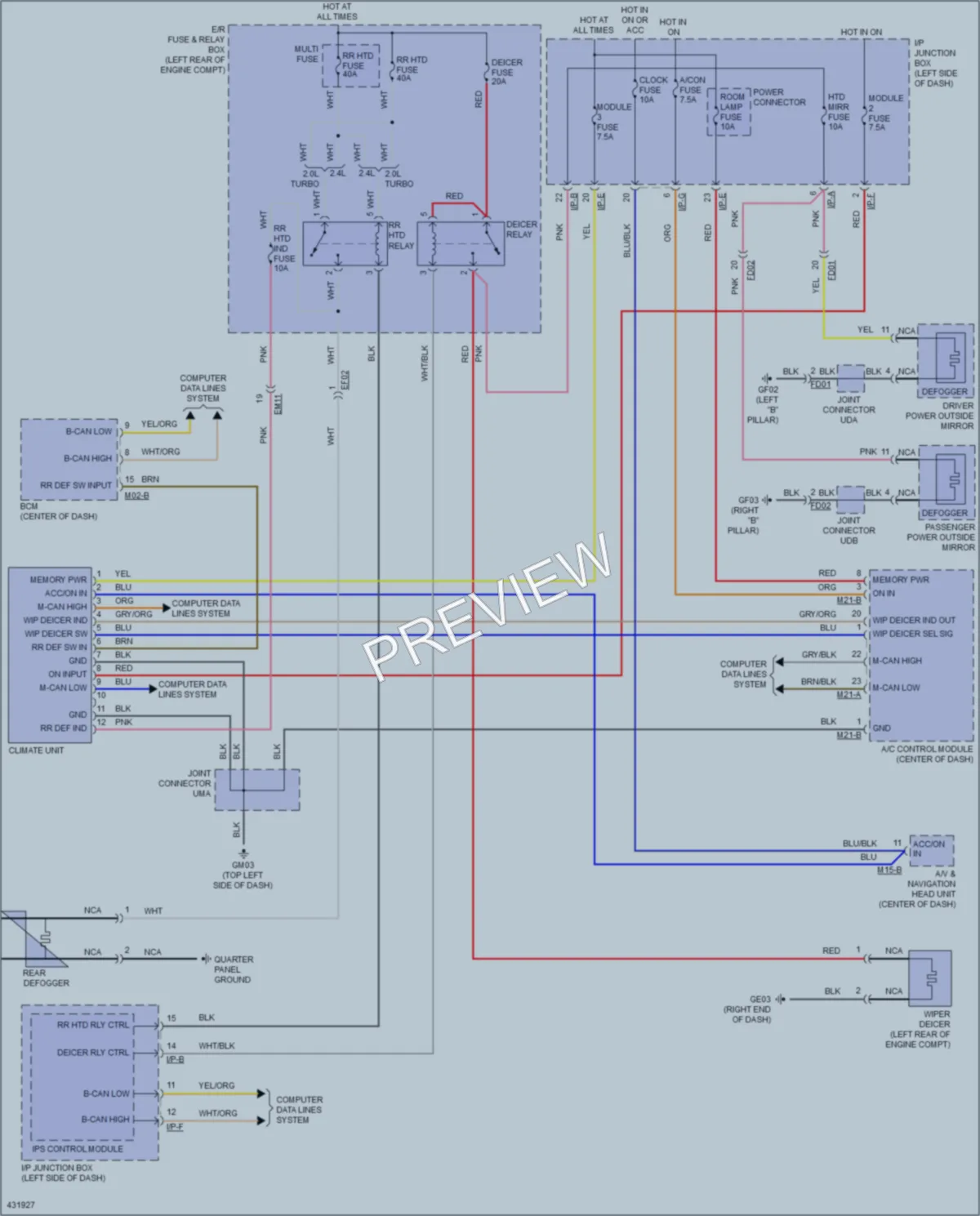 2014 Hyundai Sonata Defoggers wiring diagram preview