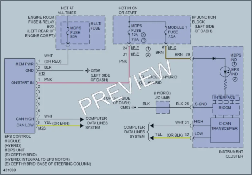 2014 Hyundai Sonata Electronic Power Steering wiring diagram preview