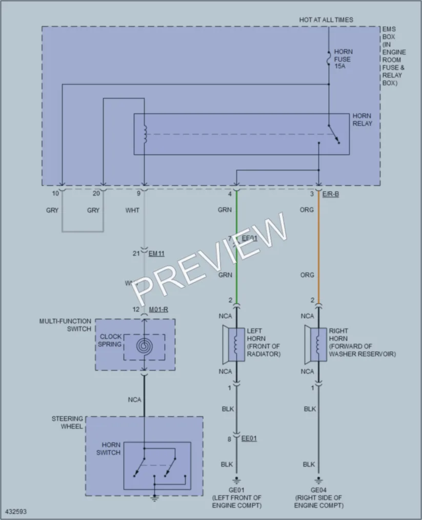 2014 Hyundai Sonata Horn wiring diagram preview