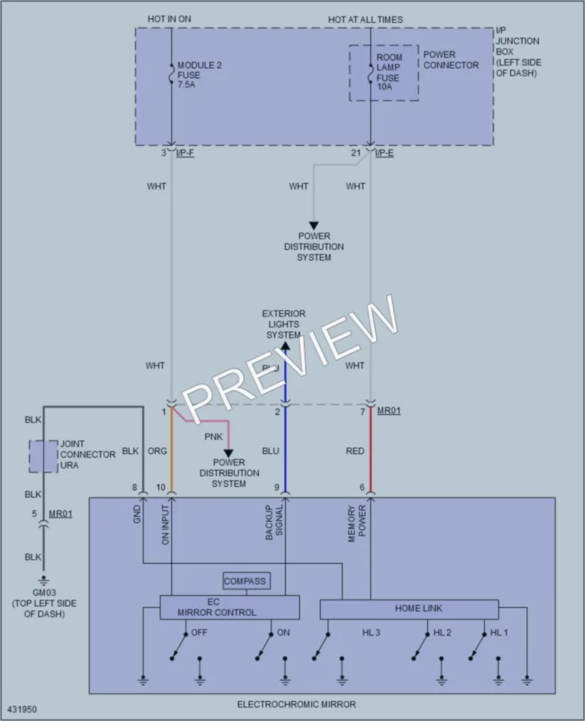 2014 Hyundai Sonata Power Mirrors wiring diagram preview